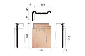 Koramic Stormpan 44 Natuurrood Linker Gevelpan