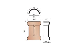 Koramic VH Wijnrood Geglazuurd Halfronde vorst met dubbele wel 1250